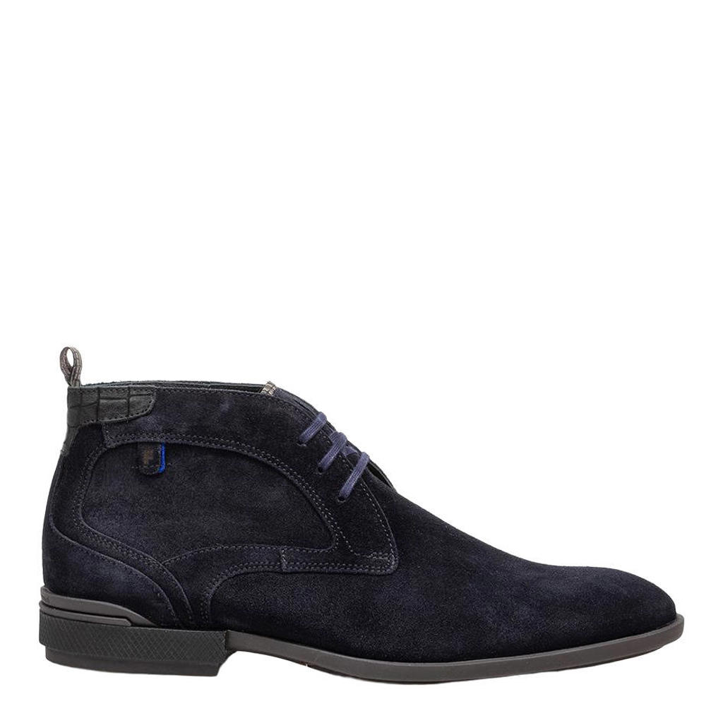 Floris van Bommel De Hakker 01.04 suède veterboots - donkerblauw