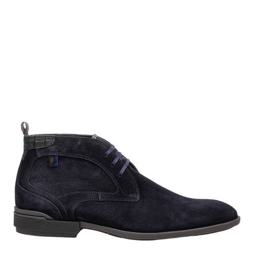 Floris van Bommel De Hakker 01.04 suède veterboots donkerblauw