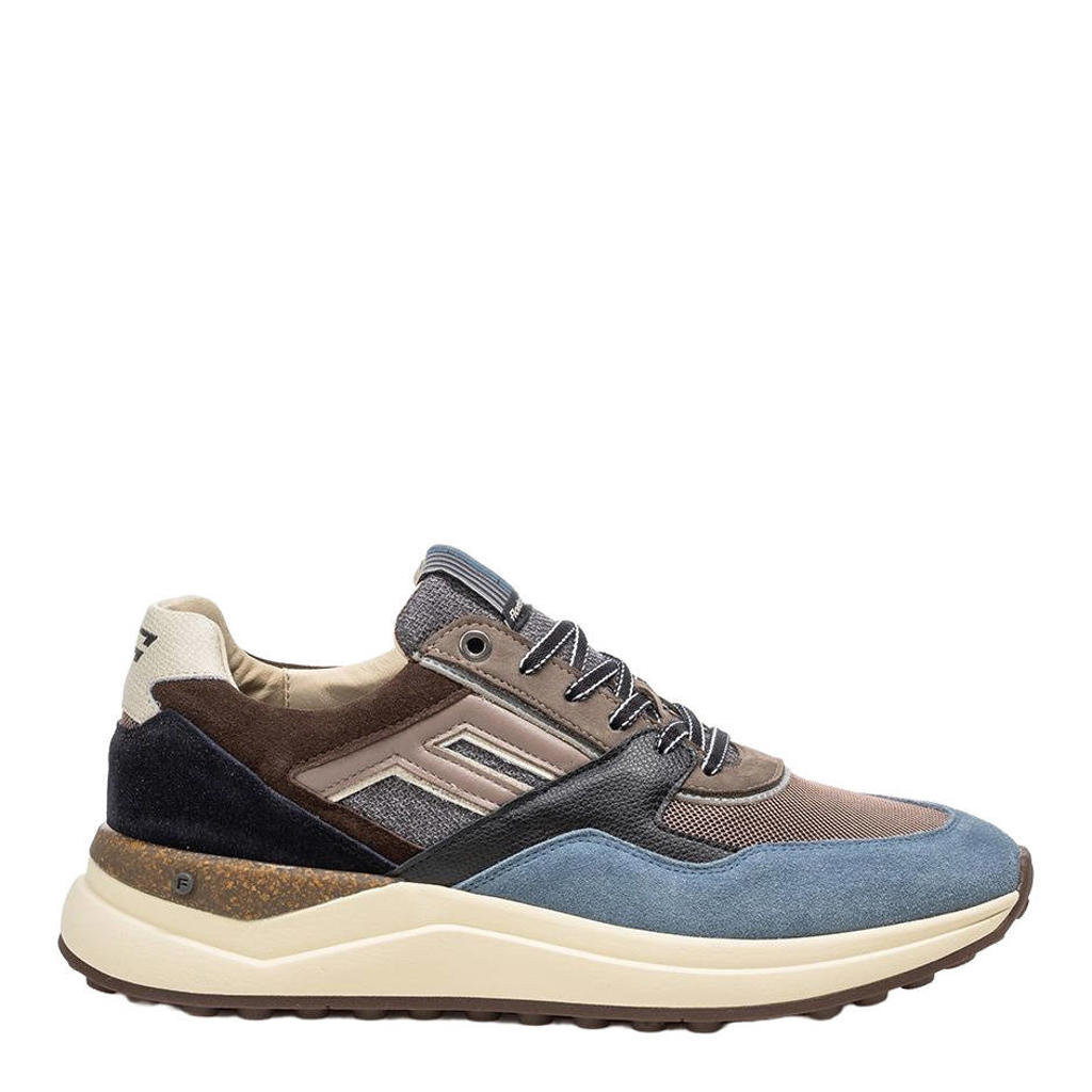 Blauwe heren Floris van Bommel leren sneakers - van suède met veters