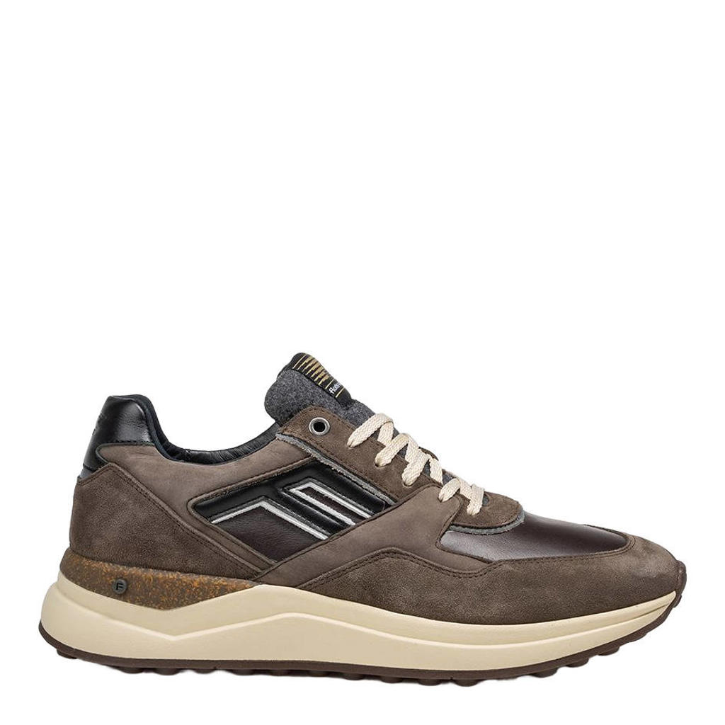 Bruine heren Floris van Bommel De Trikker 01.07 leren sneakers - met veters