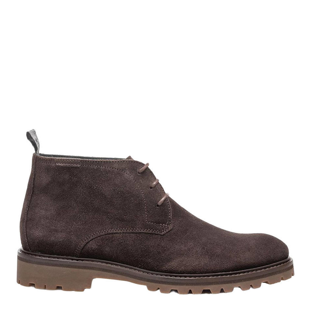 Floris van Bommel 01.36 suède veterboots met profielzool - donkerbruin