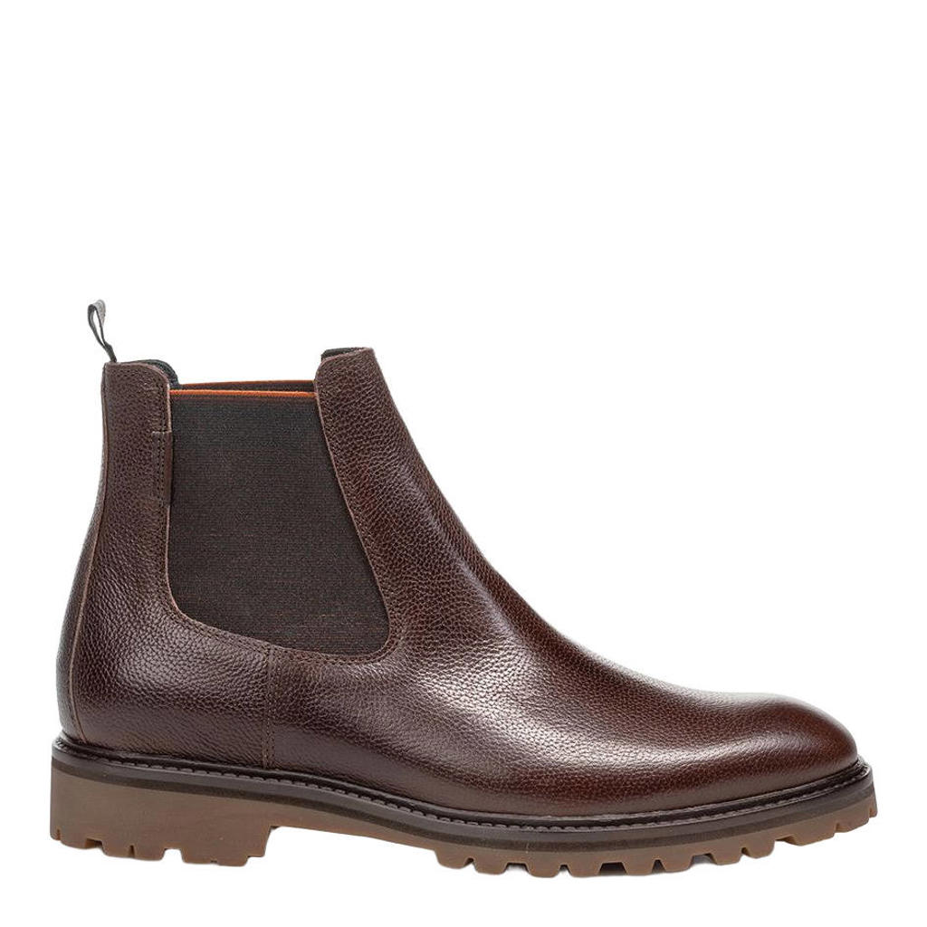 Floris van Bommel suède chelsea boots met profielzool - donkerbruin