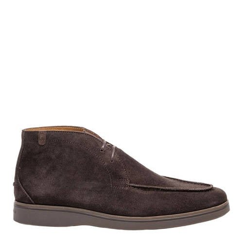 Floris van Bommel suède veterboots donkerbruin