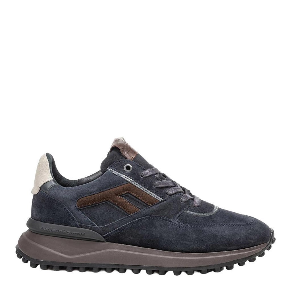 Donkerblauwe heren Floris van Bommel Noppi 29.69 suède sneakers - met veters