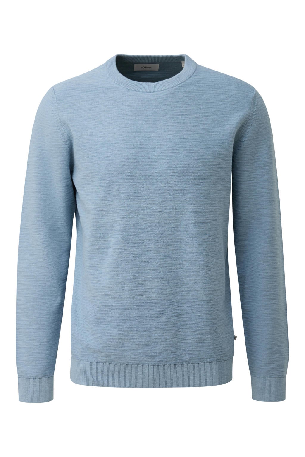 Blauwe heren s.Oliver katoenen relaxed fit gebreide trui met lange mouwen en ronde hals