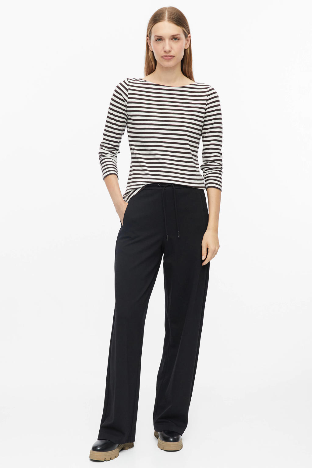 s.Oliver wide leg pantalon - zwart