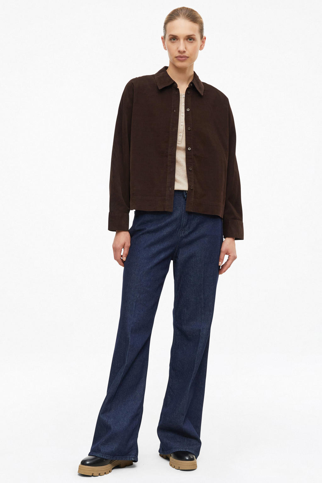 s.Oliver corduroy blouse - donkerbruin