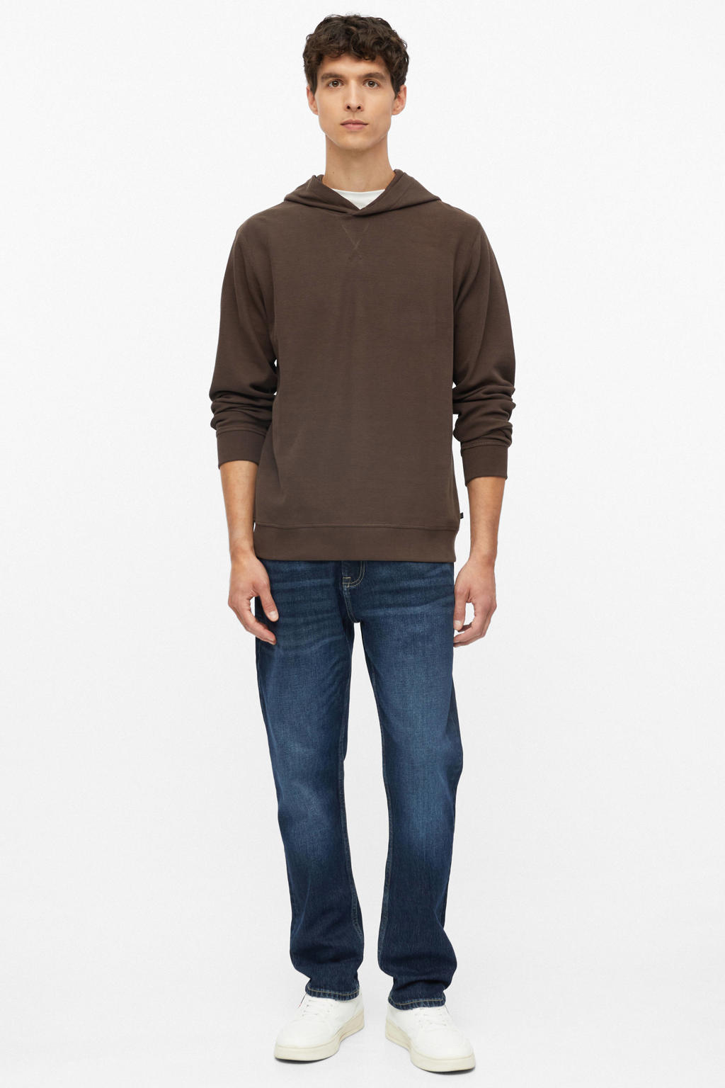 s.Oliver regular fit hoodie - donkerbruin
