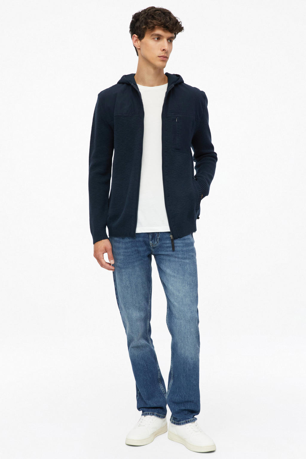 s.Oliver katoenen gebreid vest - blauwzwart