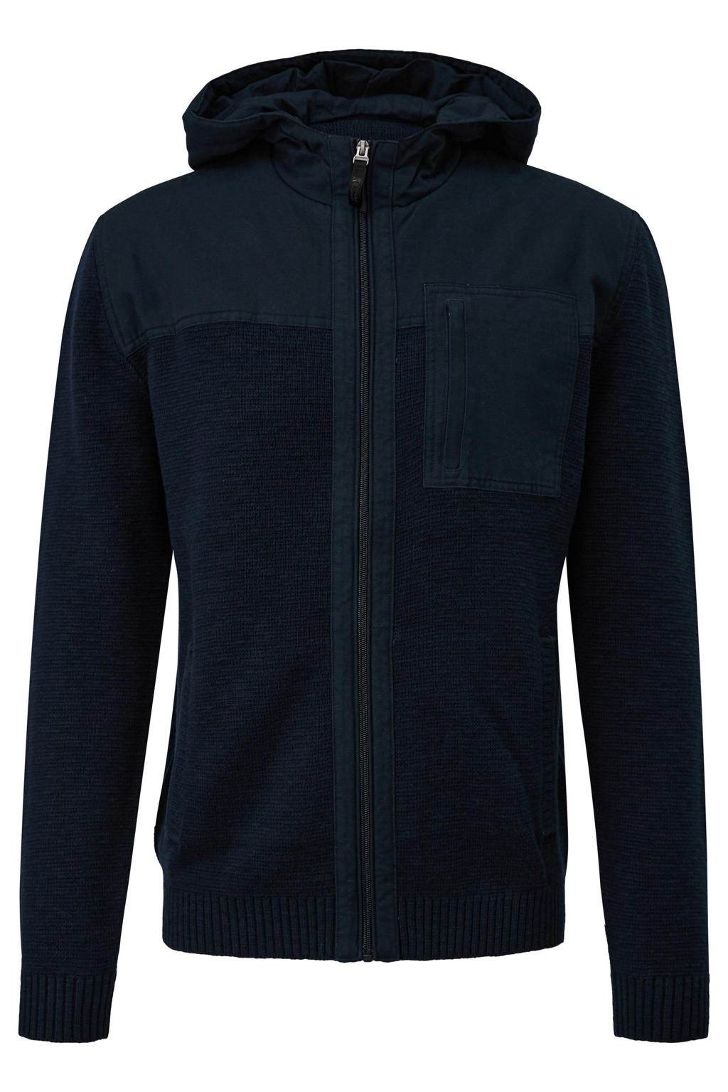 s.Oliver Big Size katoenen gebreid vest - blauwzwart