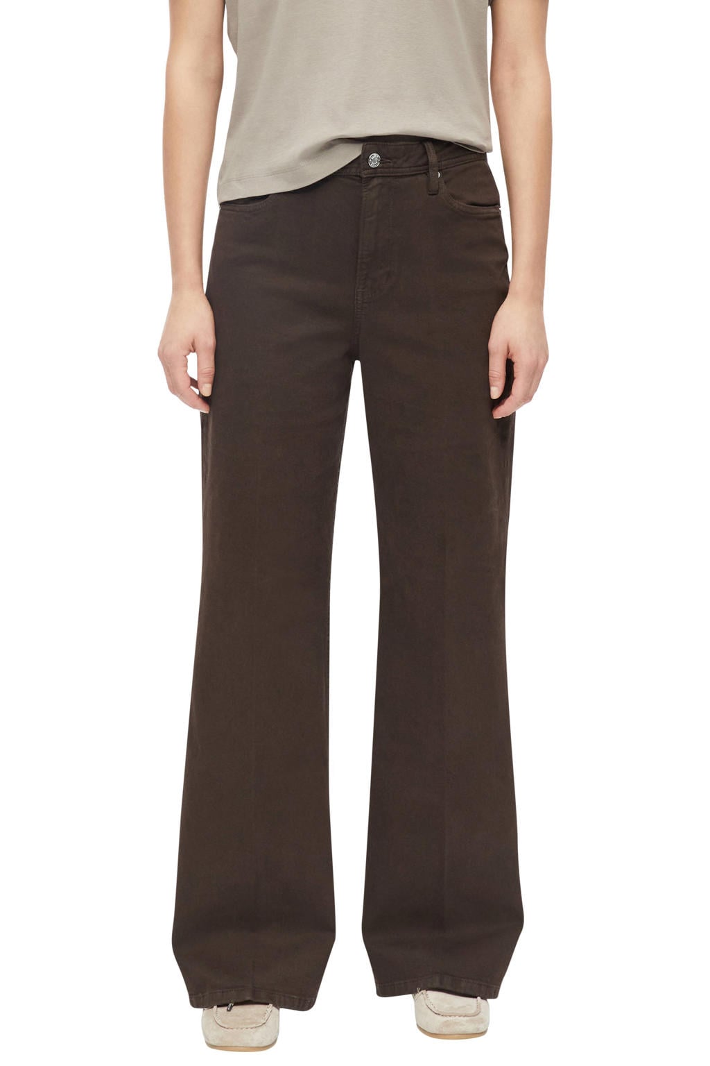 s.Oliver wide leg jeans - donkerbruin