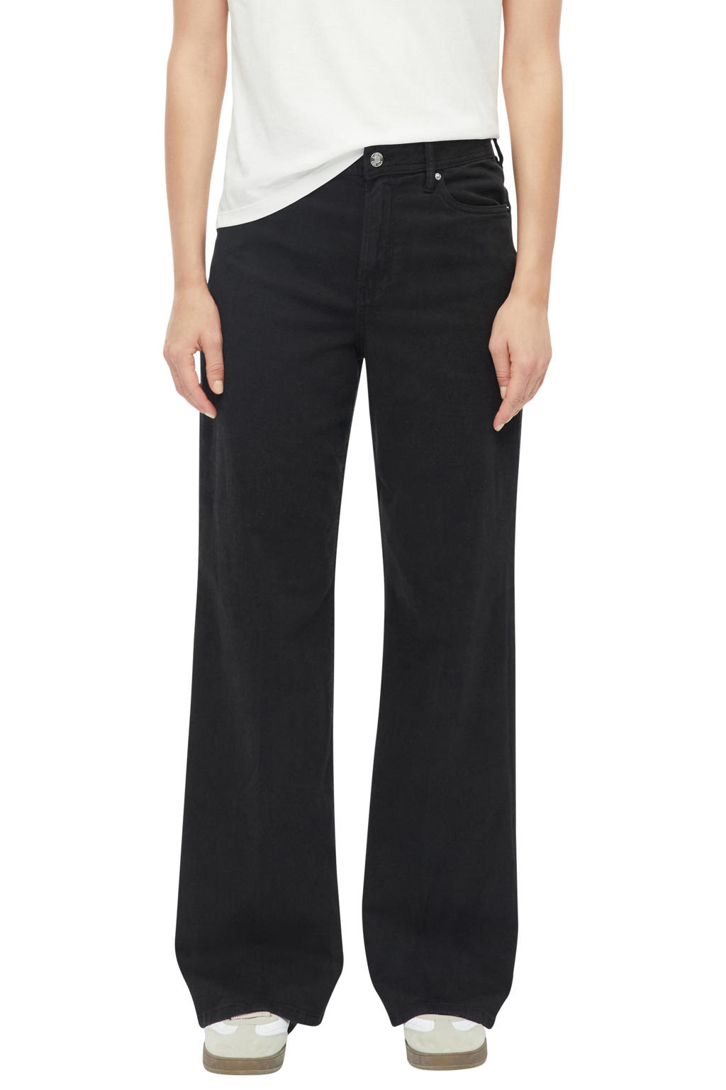 s.Oliver high waist wide leg jeans - zwart