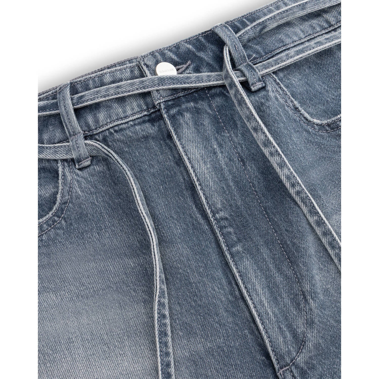 Homage to Denim vintage wide leg jeans met ceintuur grijs