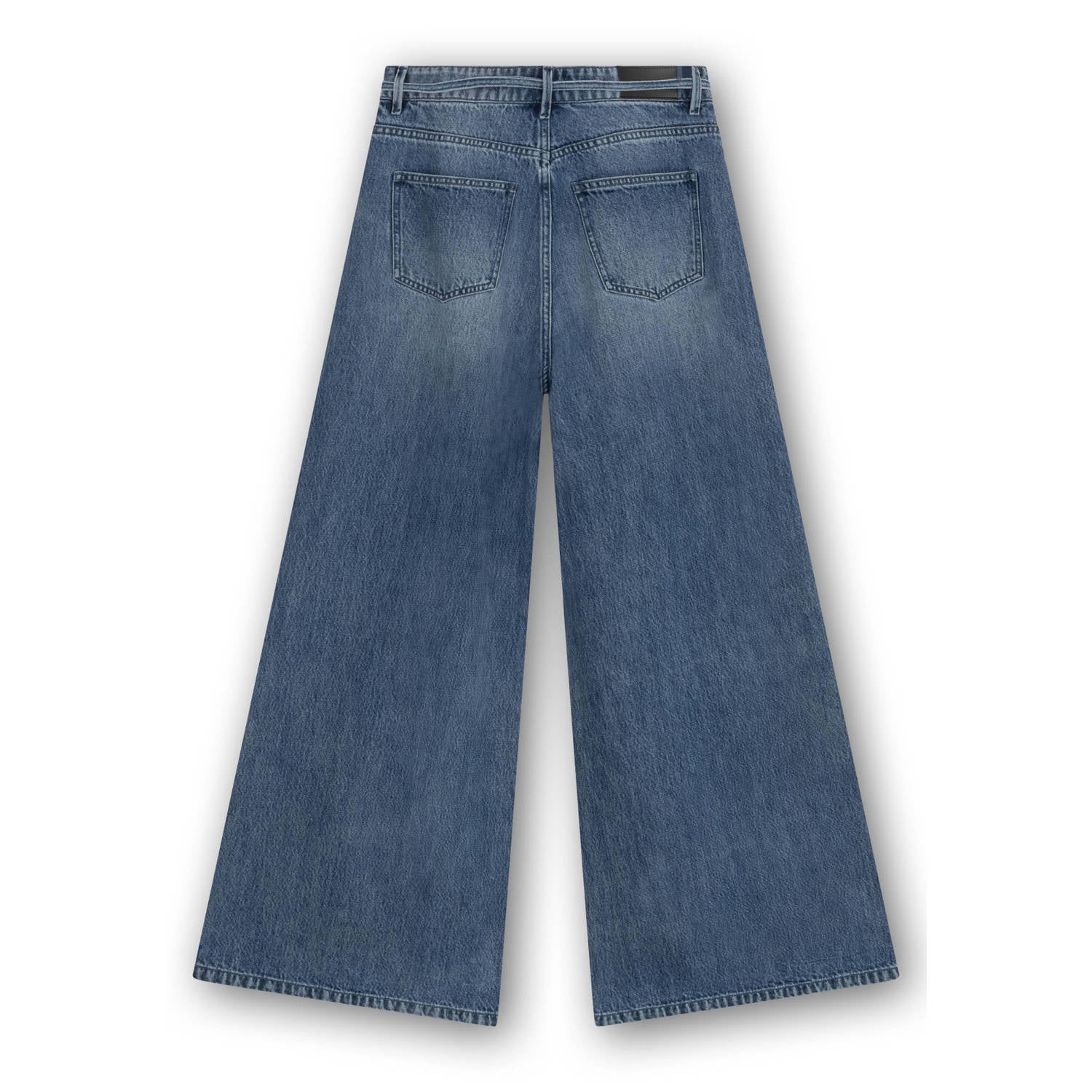 Homage to Denim high waist wide leg jeans met ceintuur mediumblauw