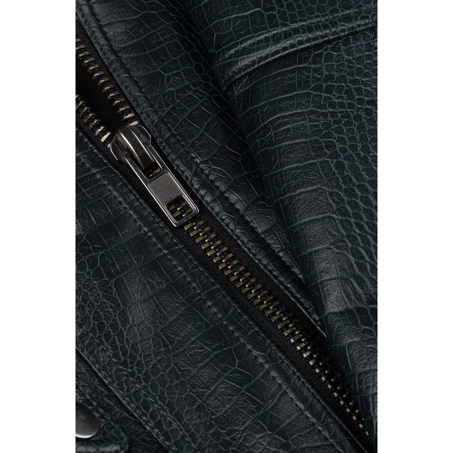 Homage to Denim imitatieleren bomberjack met dierenprint petrol