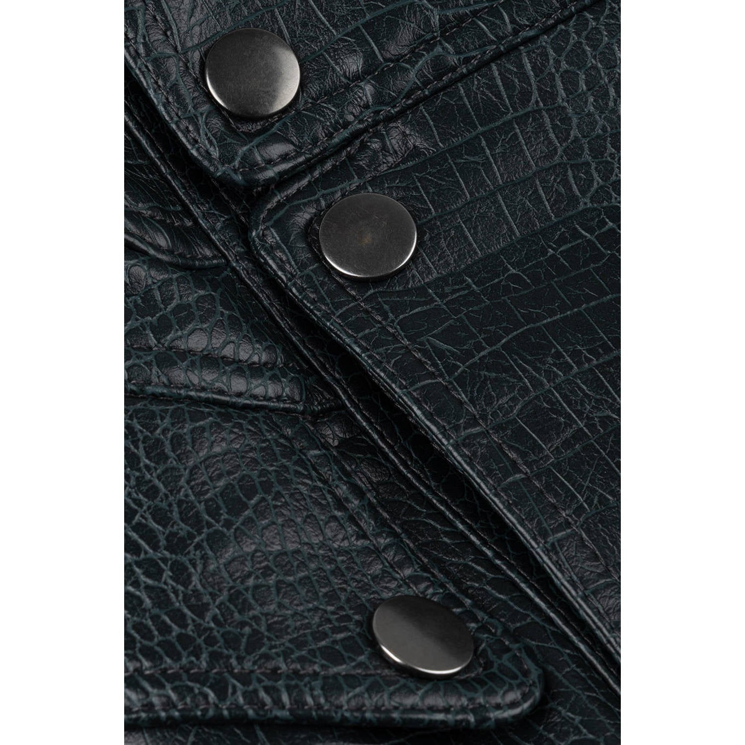 Homage to Denim imitatieleren bomberjack met dierenprint petrol