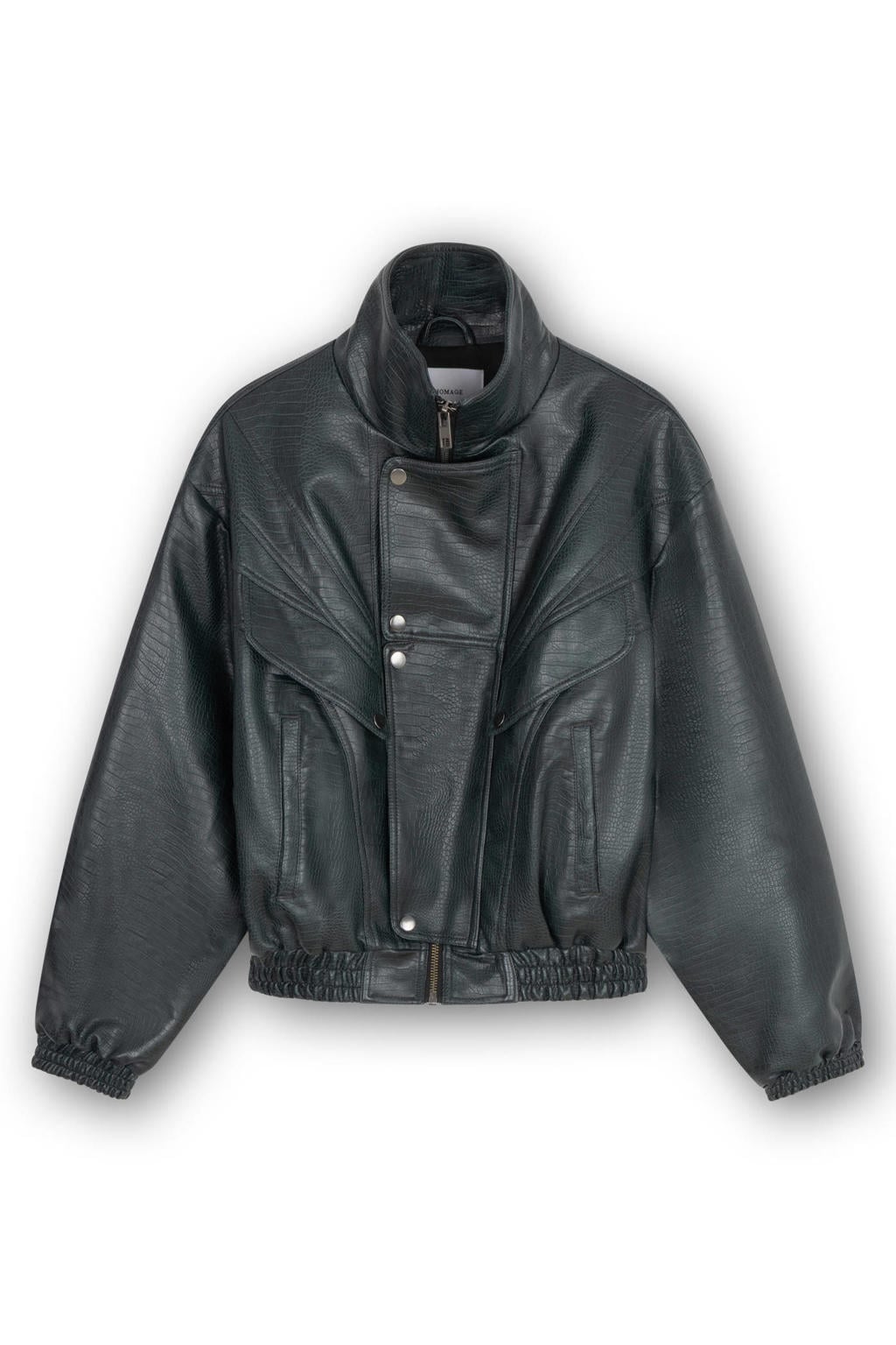 Homage to Denim imitatieleren bomberjack met dierenprint - petrol