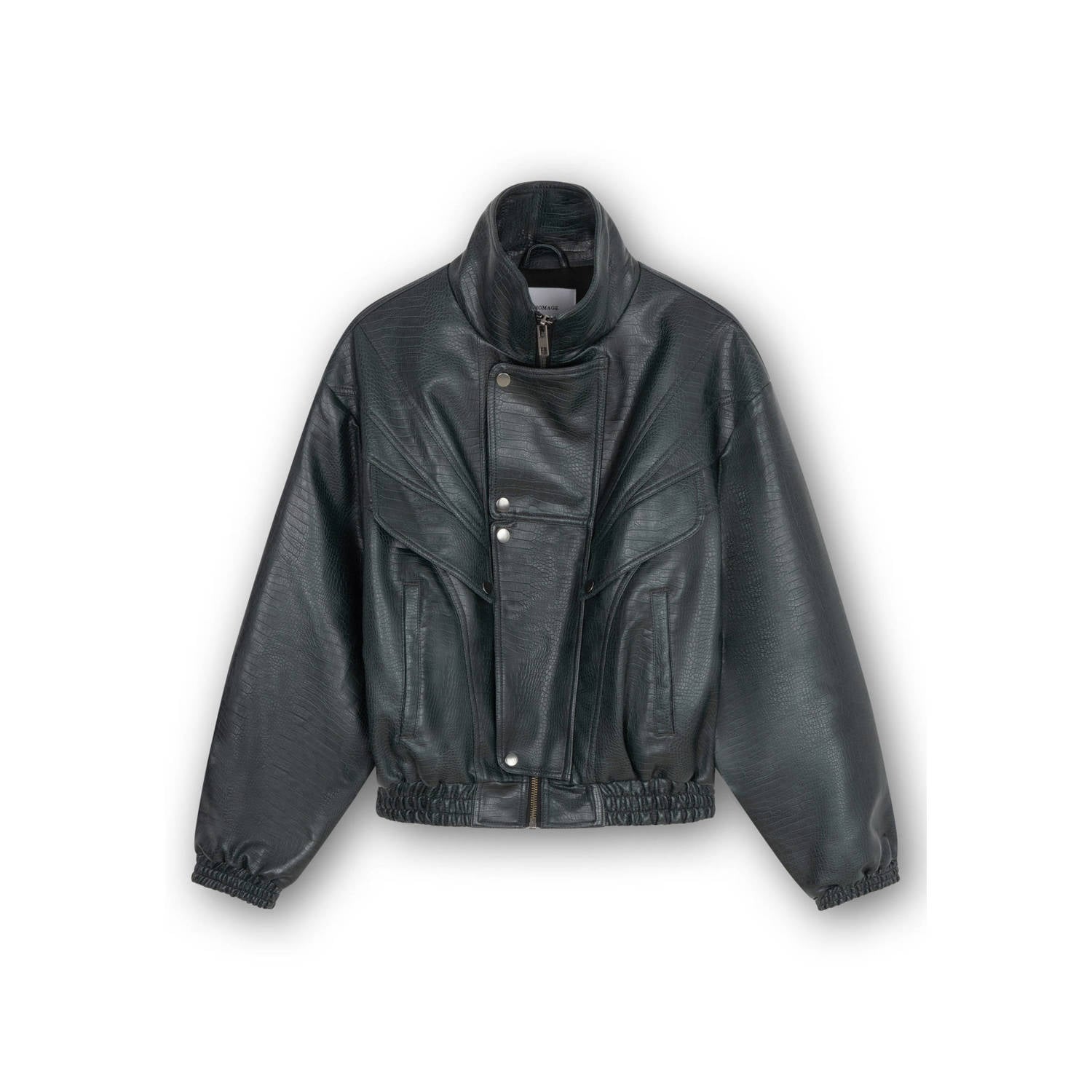 Homage to Denim imitatieleren bomberjack met dierenprint petrol