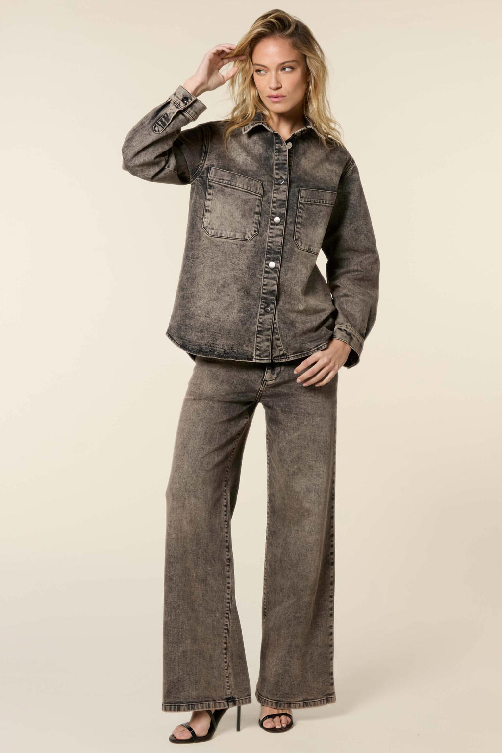 Homage to Denim high waist vintage straight leg jeans - grijs