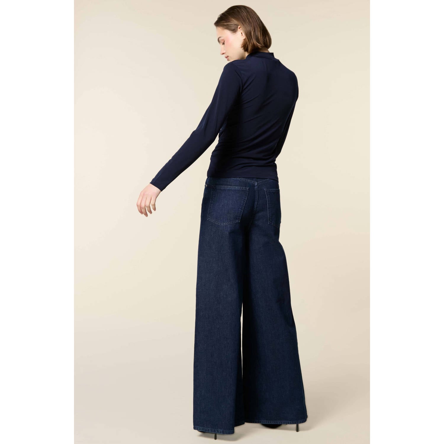 Homage to Denim wide leg jeans donkerblauw