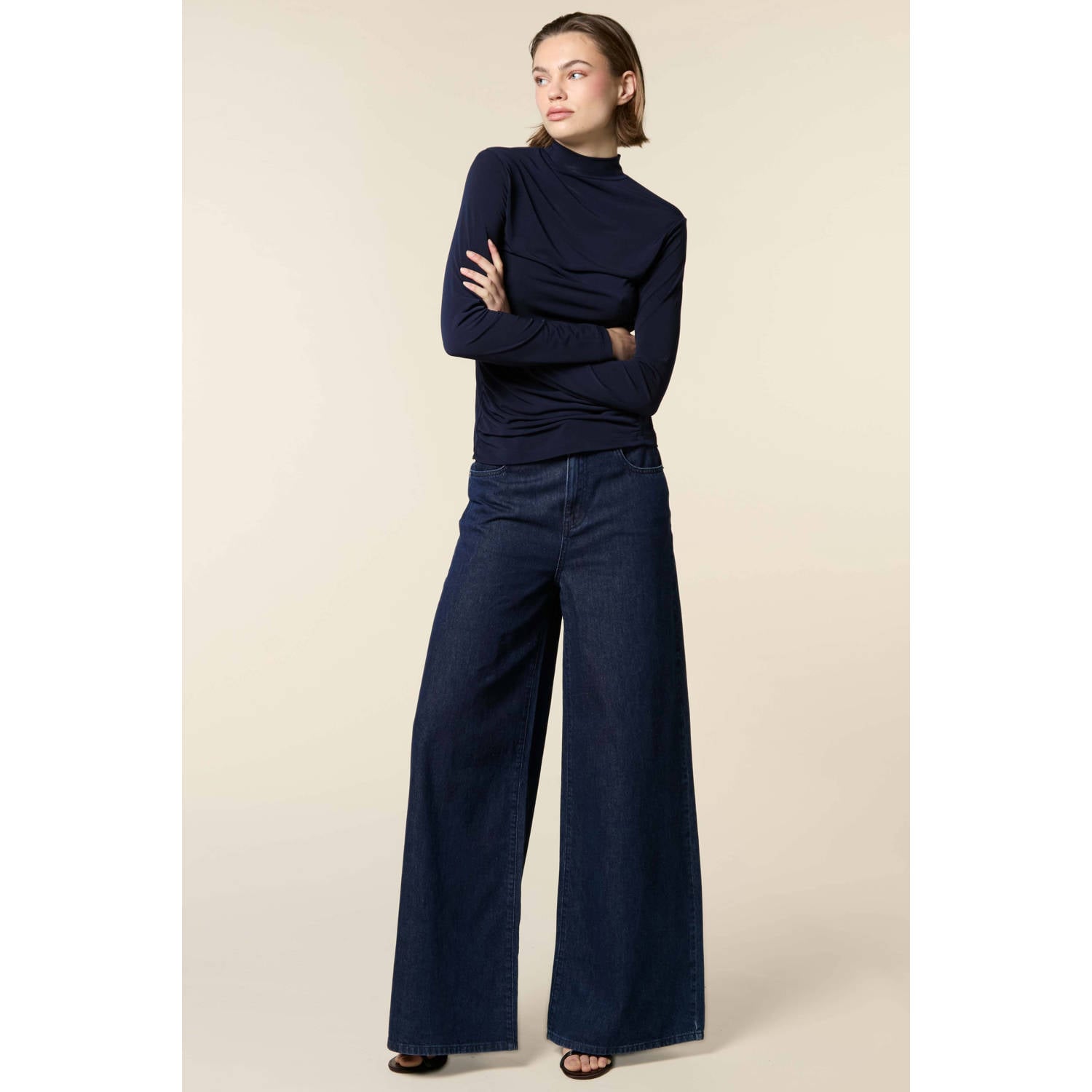 Homage to Denim wide leg jeans donkerblauw