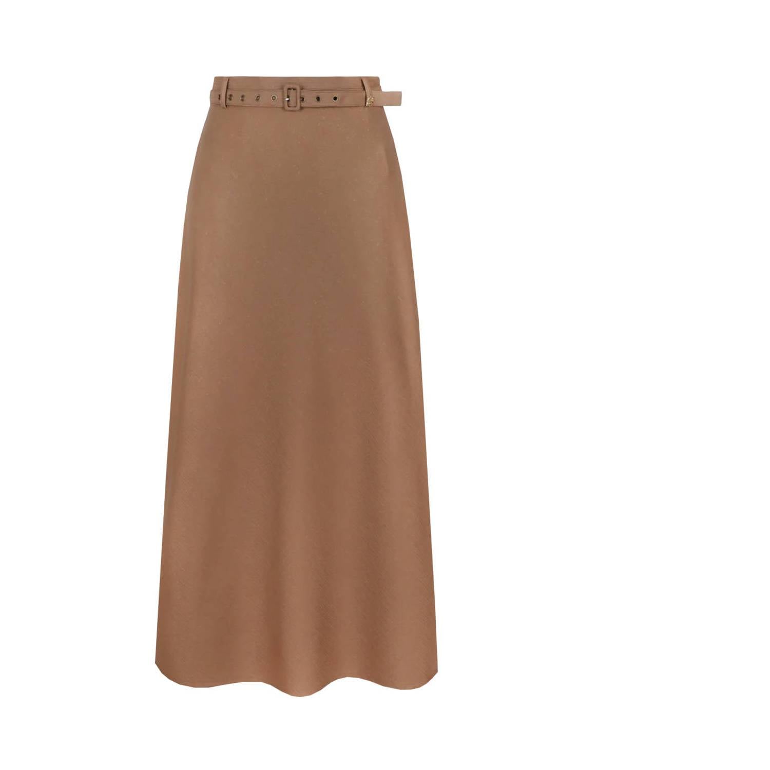 G-maxx maxi rok met ceintuur bruin