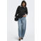 JDY rechtvallende sweater met strass-steentjes en print - zwart