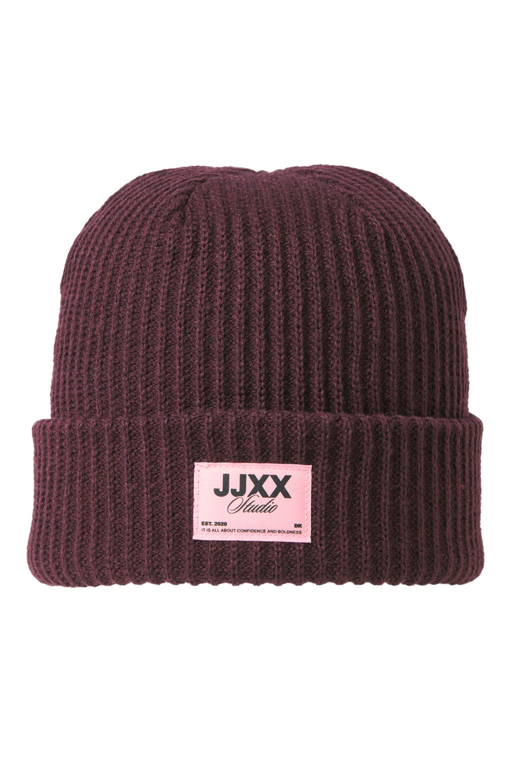 JJXX GIRL JXOTHELIA gebreide muts met logo - donkerrood