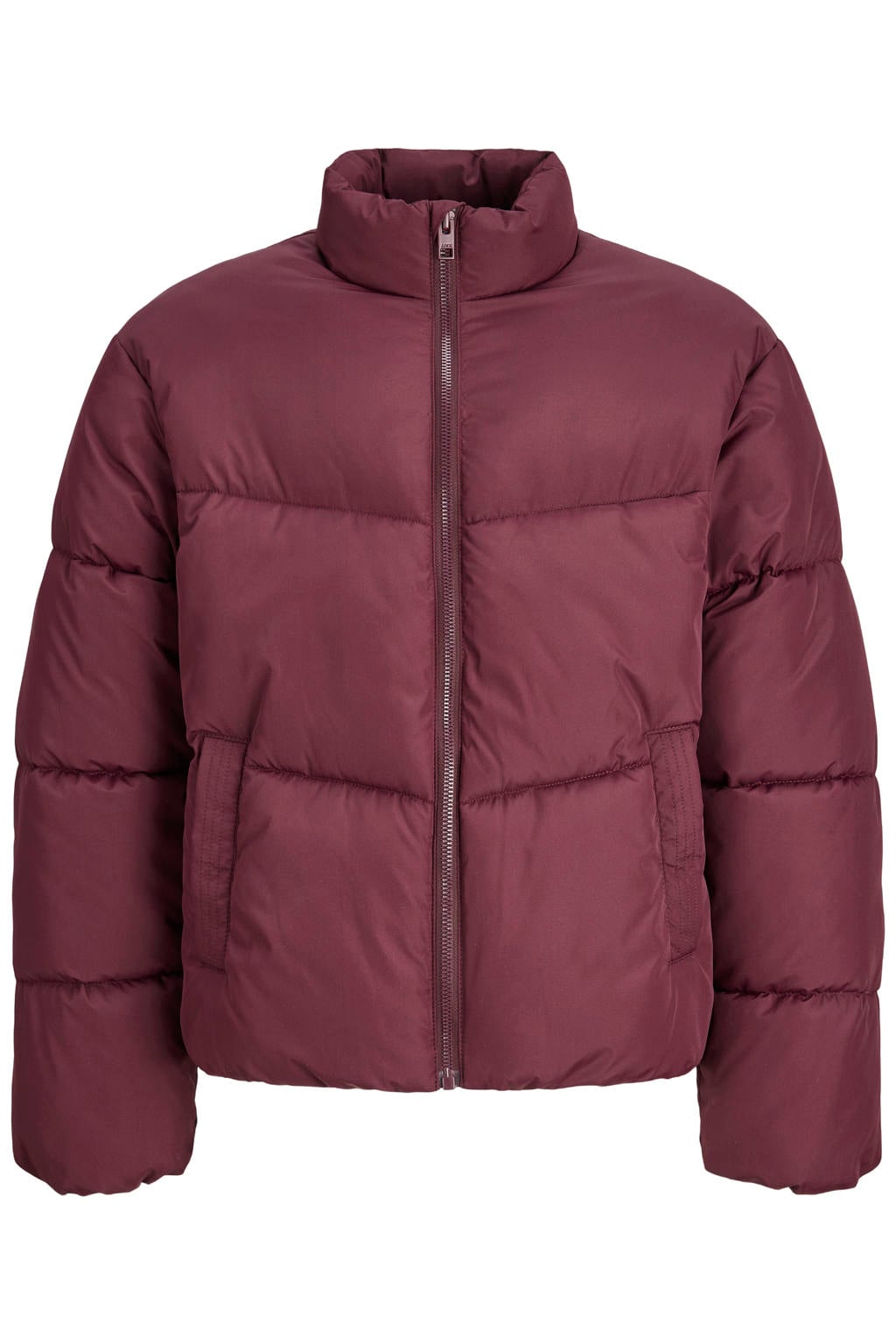 Donkerrode meisjes JJXX GIRL pufferjas van polyester met effen, lange mouwen, opstaande kraag en ritssluiting
