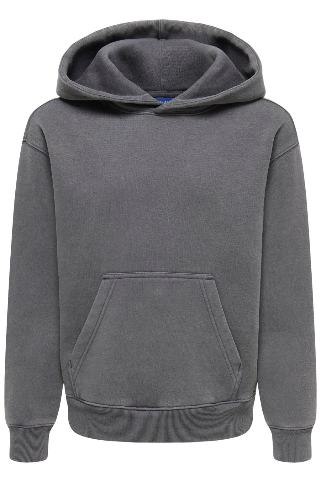 Grijze jongens ONLY & SONS JUNIOR hoodie van sweat materiaal met effen, lange mouwen en capuchon