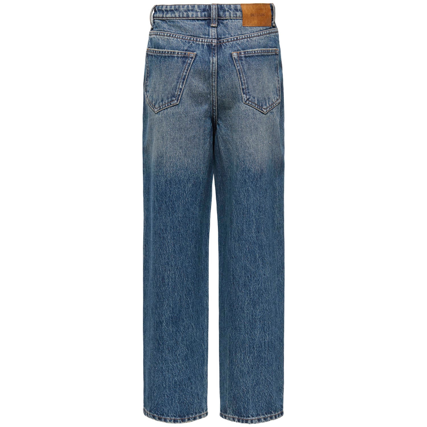 ONLY & SONS JUNIOR OSJEDGE ripped straight leg jeans met slijtage donkerblauw denim