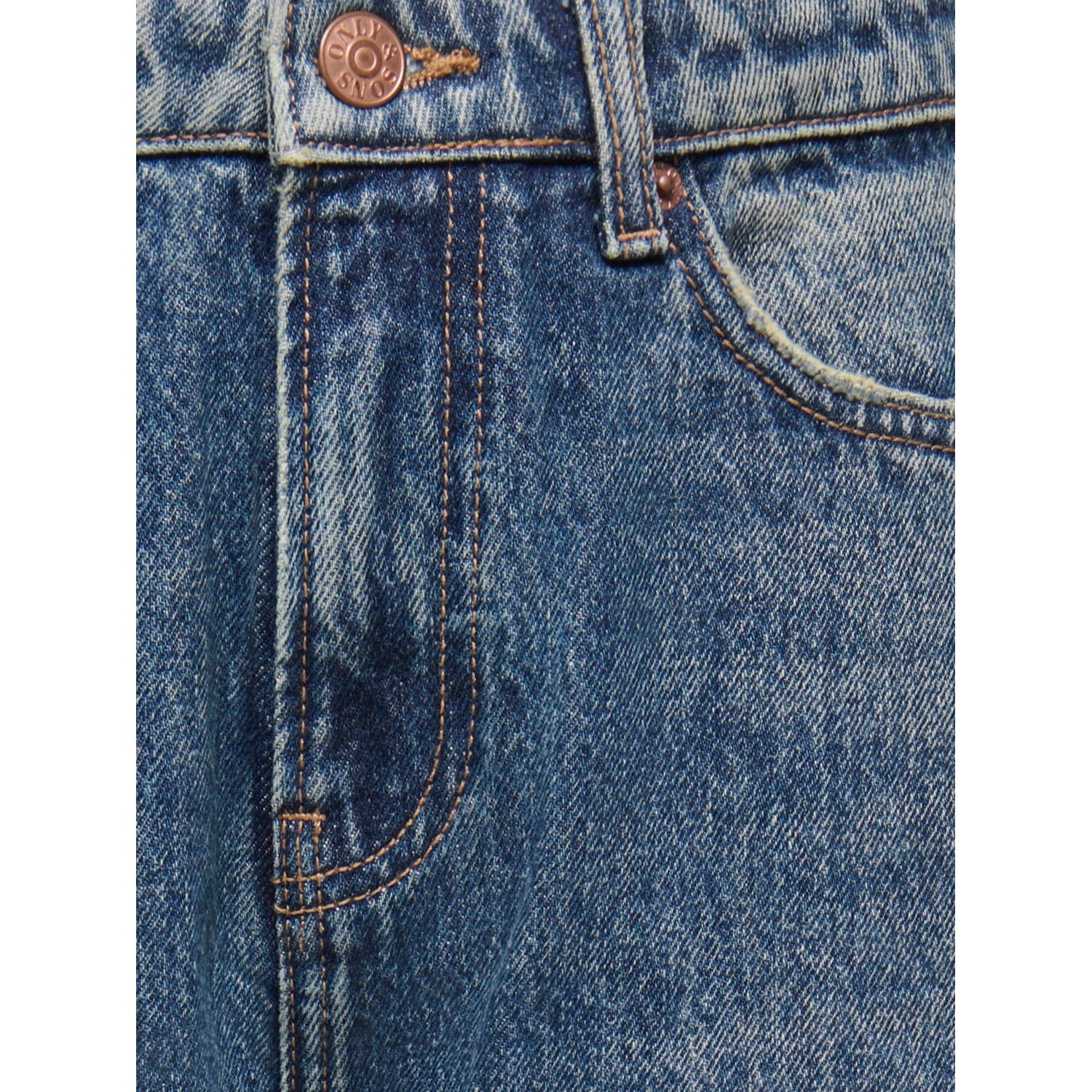 ONLY & SONS JUNIOR OSJEDGE ripped straight leg jeans met slijtage donkerblauw denim