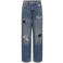 ONLY & SONS JUNIOR OSJEDGE ripped straight leg jeans met slijtage - donkerblauw denim
