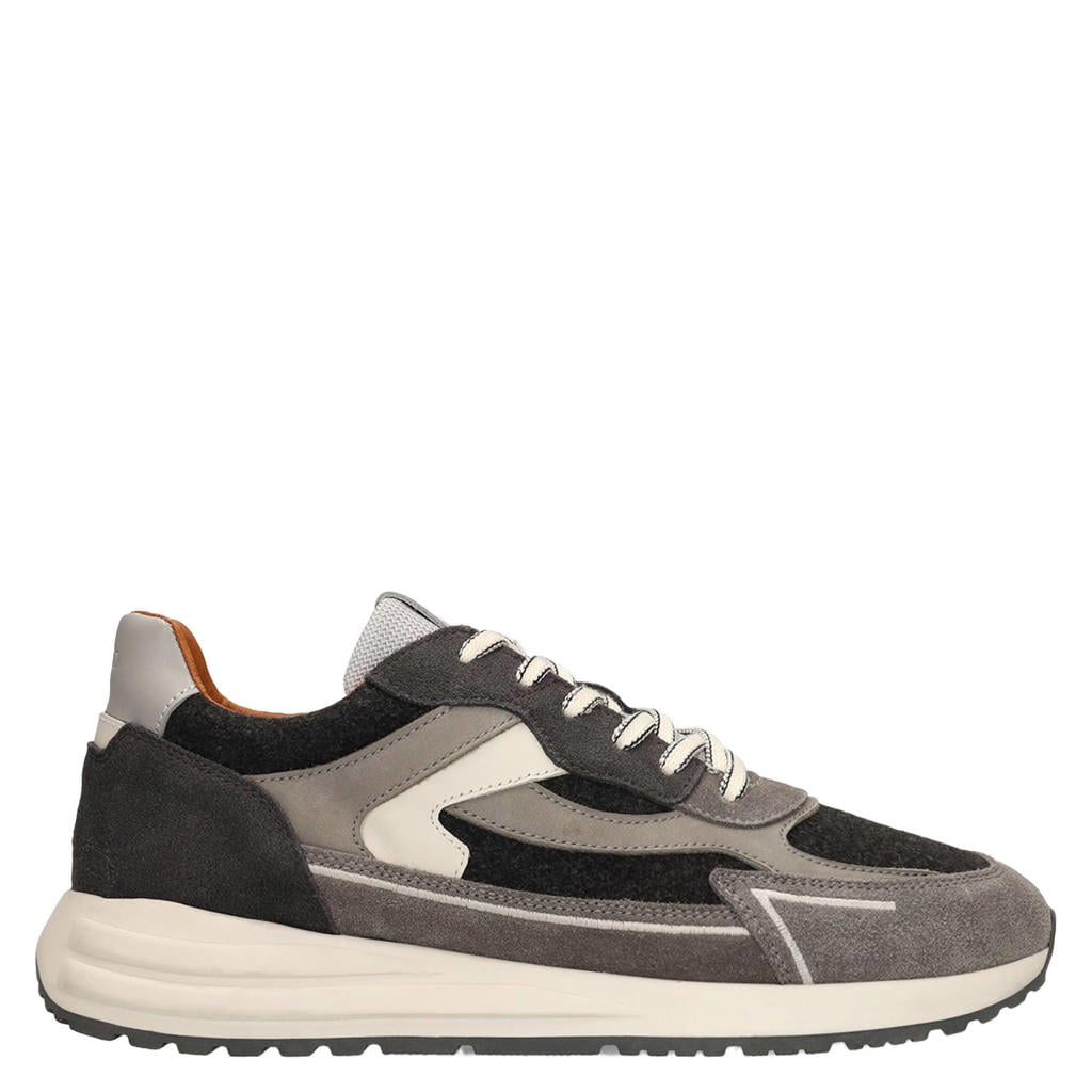 Grijze heren Manfield suède sneakers - met veters