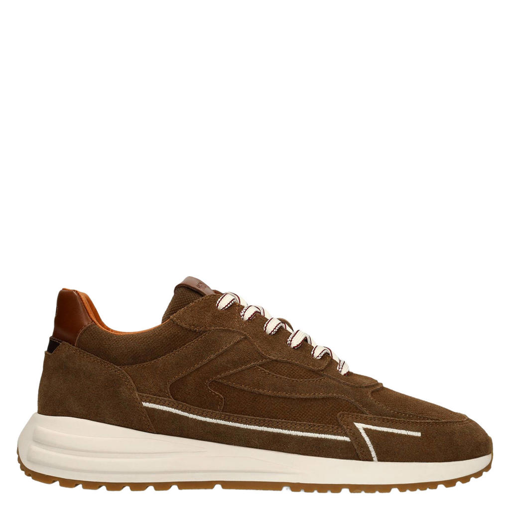 Bruine heren Manfield suède sneakers - met veters