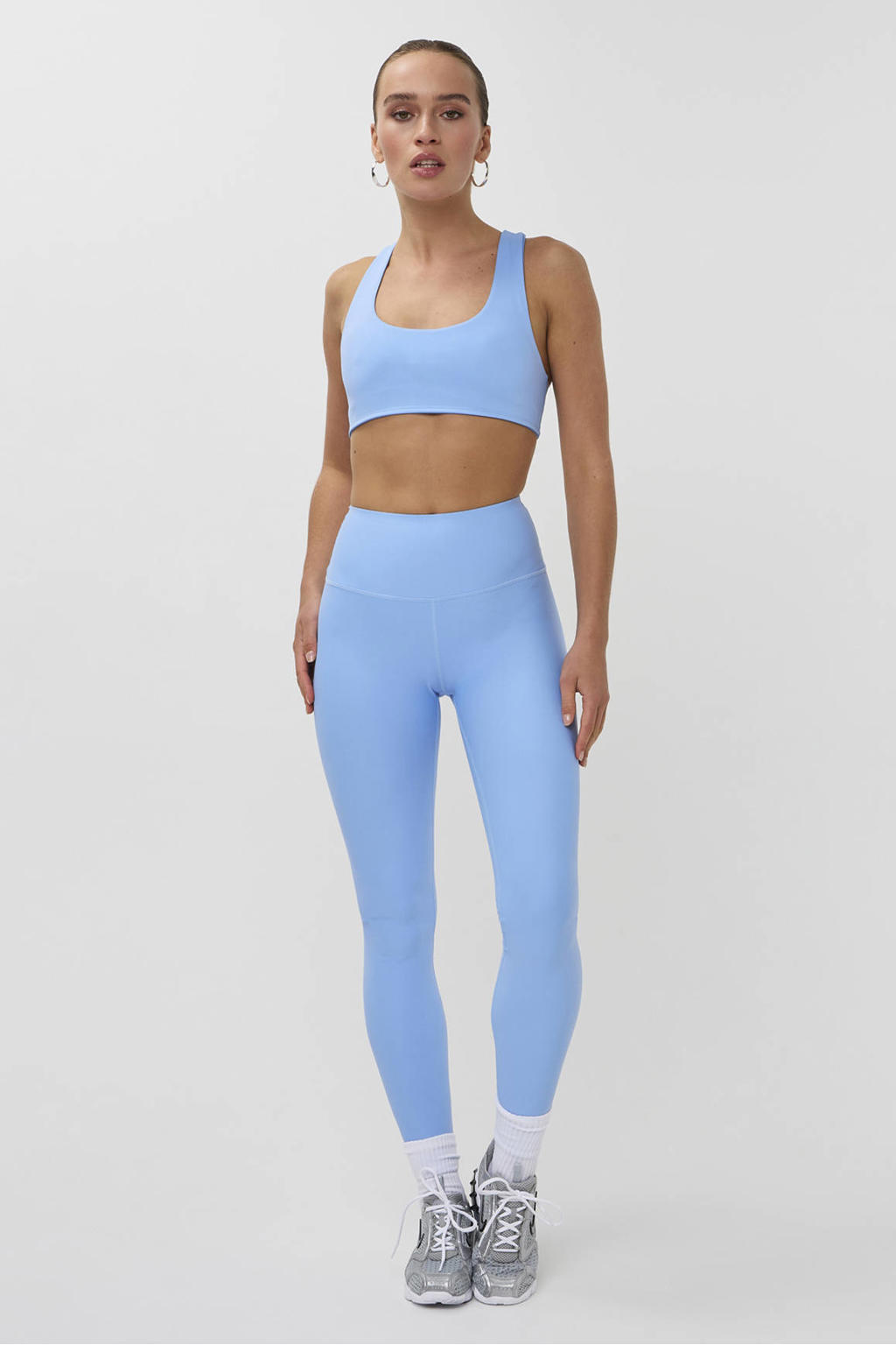 Lichtblauwe dames Studio AMAYA sportlegging van nylon met slim fit en regular waist