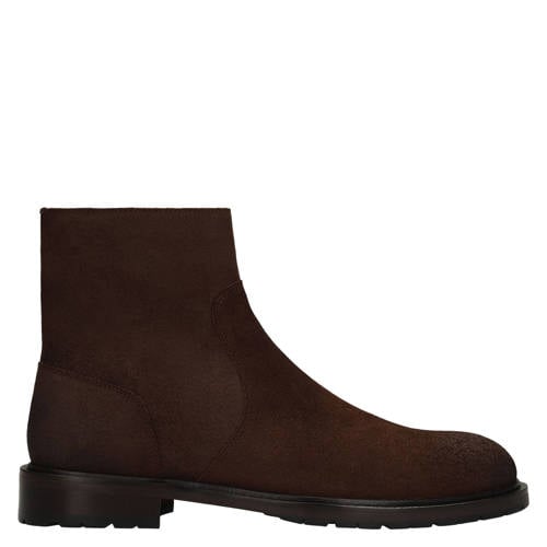 Manfield suède enkelboots donkerbruin