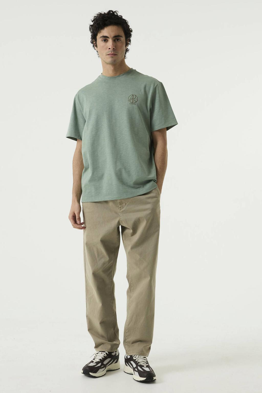 Groene heren Garcia relaxed fit T-shirt van katoen met korte mouwen en ronde hals