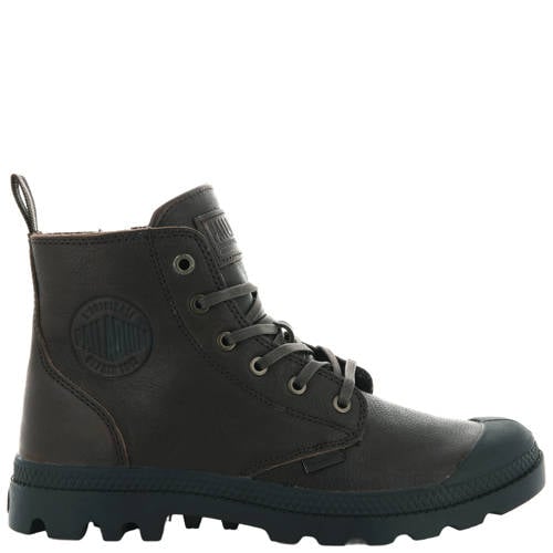 Palladium Pampa Zip leren sneakers met profielzool donkerbruin