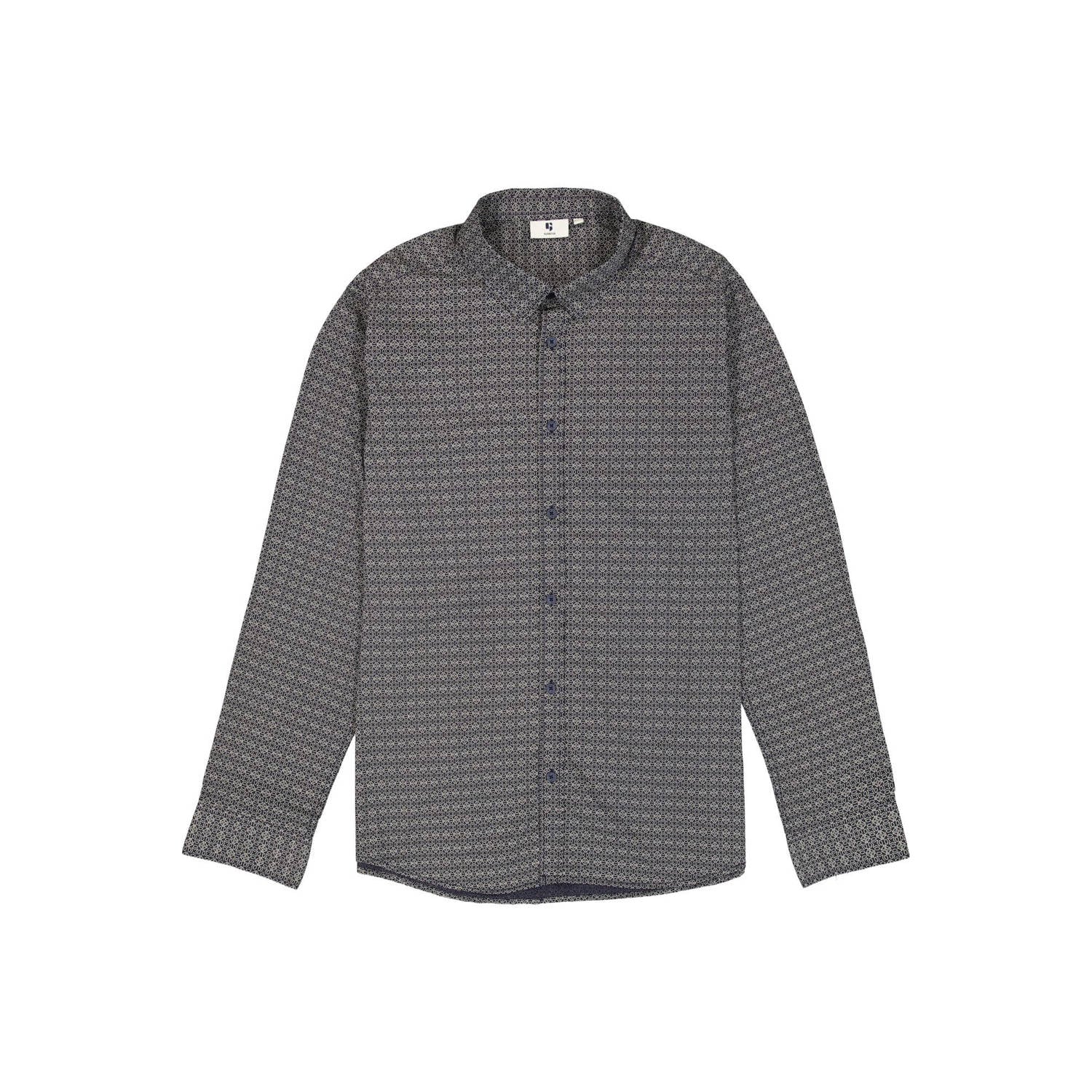 Garcia regular fit overhemd met print donkerblauw