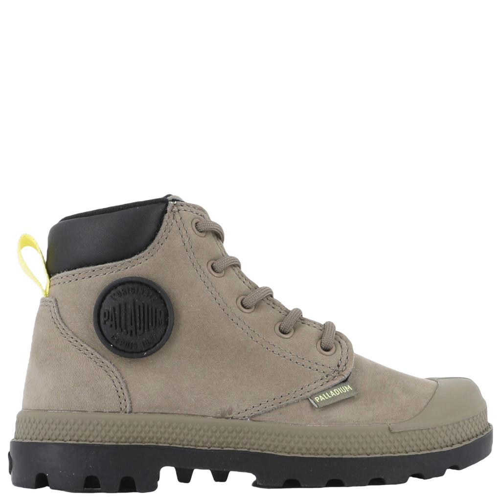 Palladium Peuter/kleuter leren veterschoenen met profielzool - grijsgroen