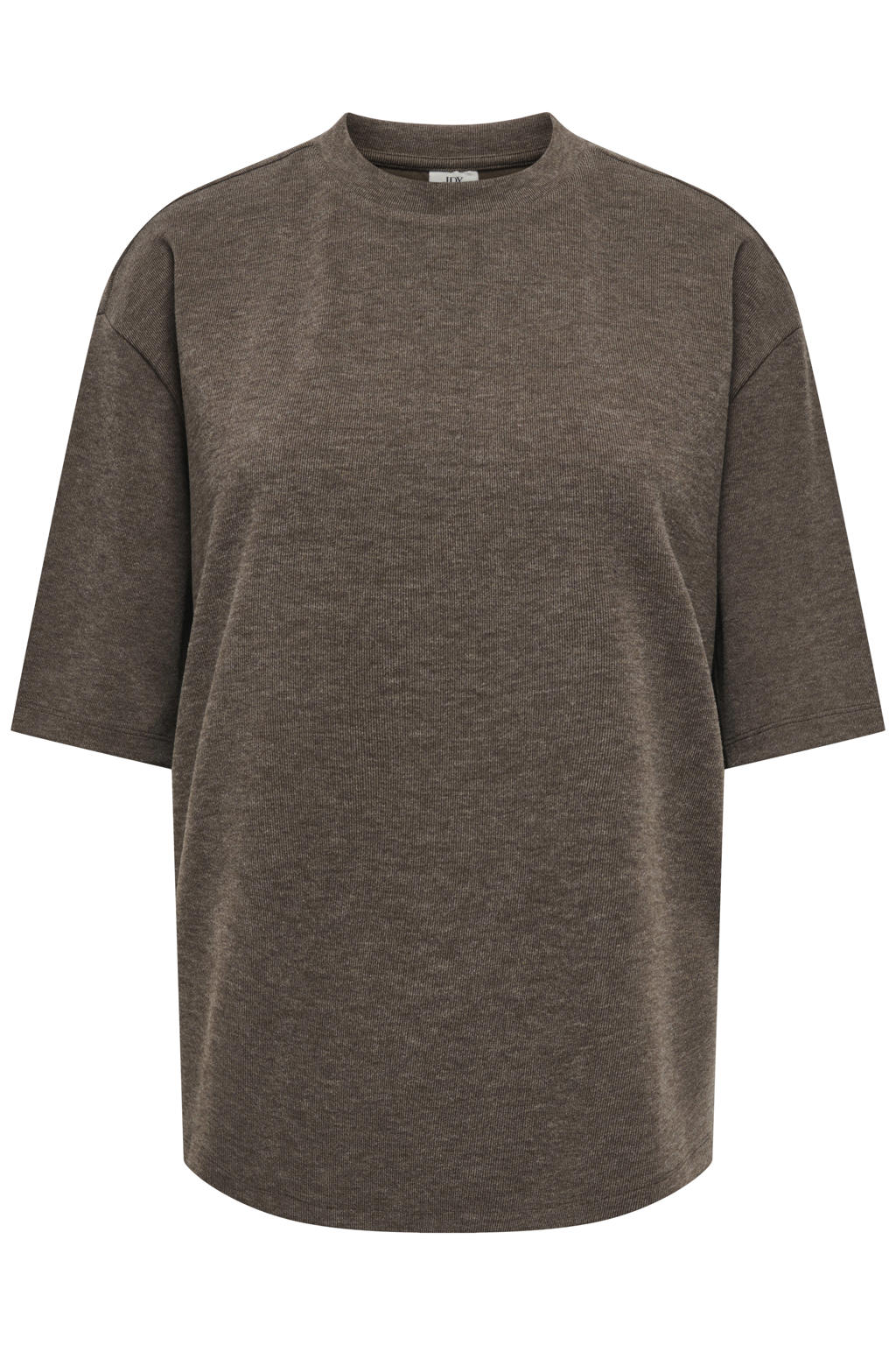 Bruine dames JDY top van polyester met effen, korte mouwen en ronde hals