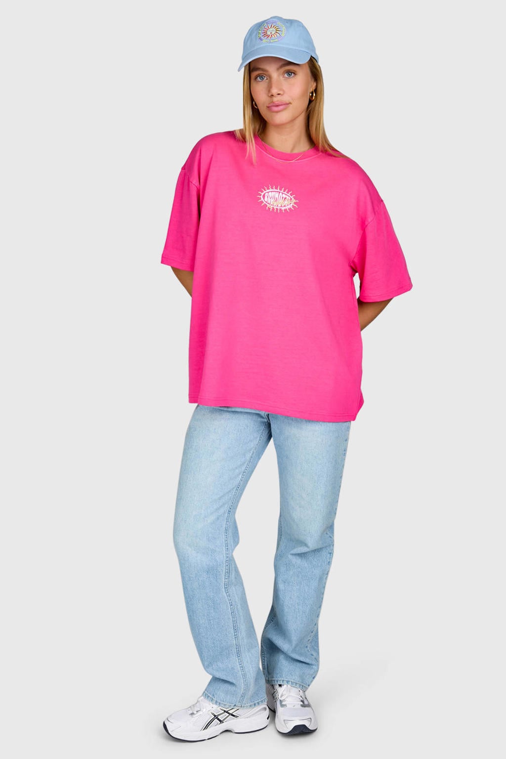 Roze dames Guusje x Brunotti T-shirt van katoen met backprint, korte mouwen en ronde hals