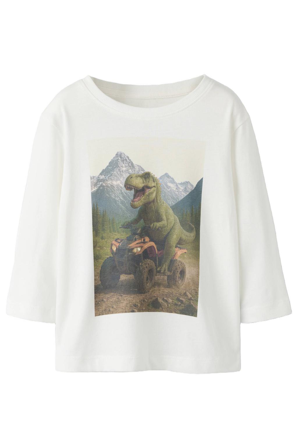 NAME IT MINI rechtvallende longsleeve met print - crème