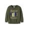 NAME IT MINI rechtvallende sweater met patches en print - donkergroen