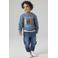 NAME IT MINI rechtvallende sweater met patches en print - grijsblauw
