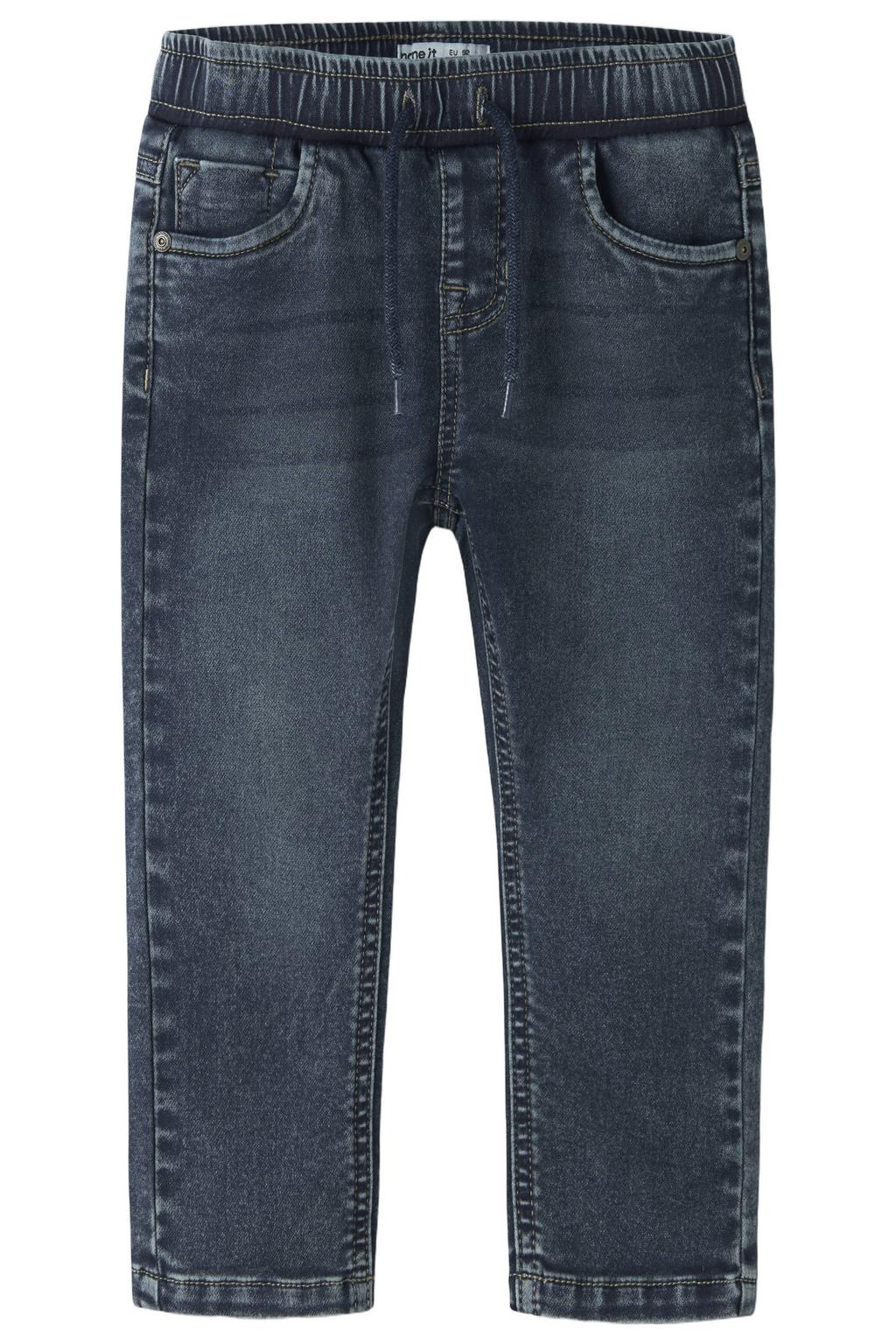 Dark blue denim jongens NAME IT MINI slim fit jeans van katoen met regular waist en effen