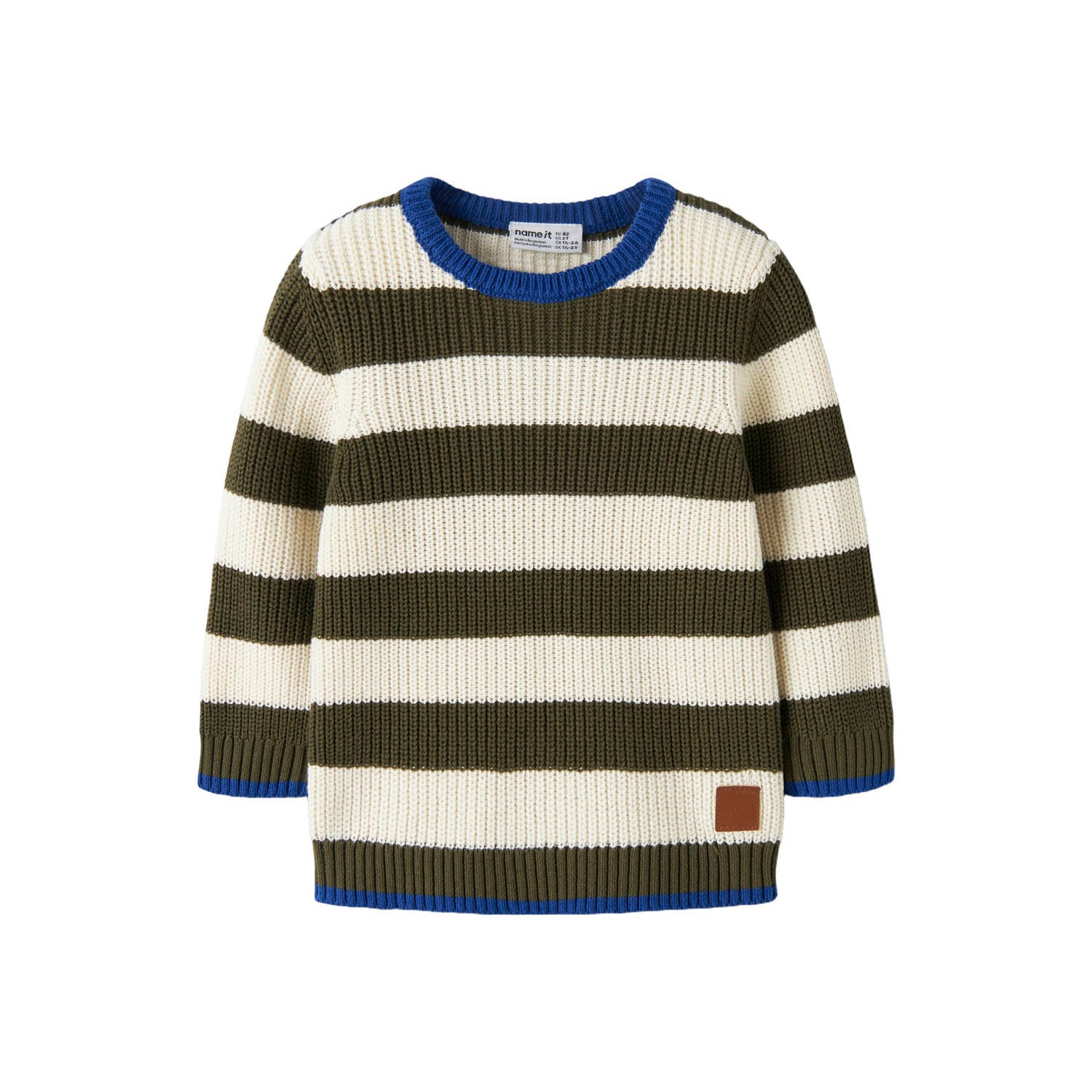 NAME IT MINI katoenen oversized gestreepte trui donkergroen