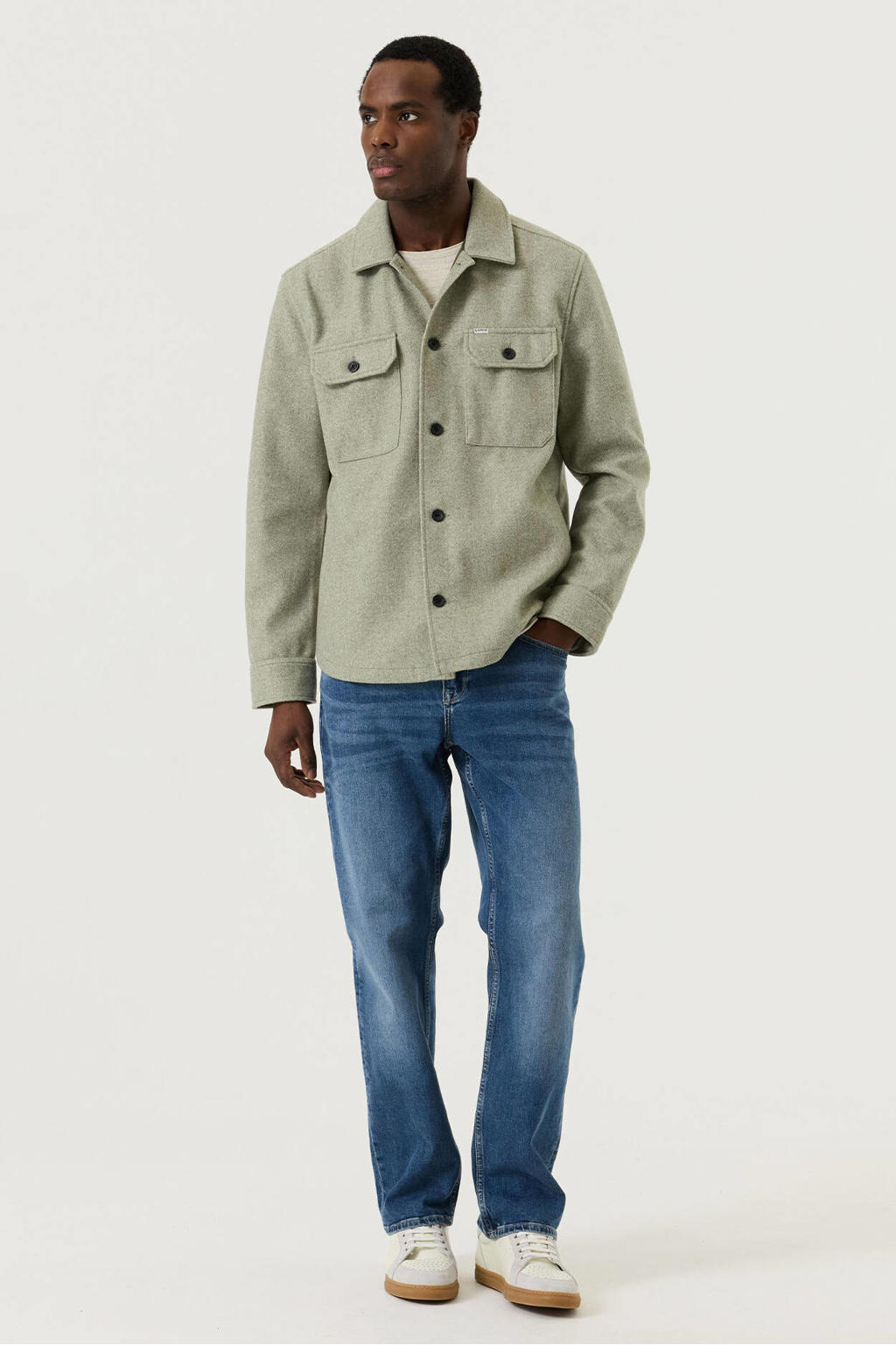 Garcia regular fit overshirt met melée - sea kelp