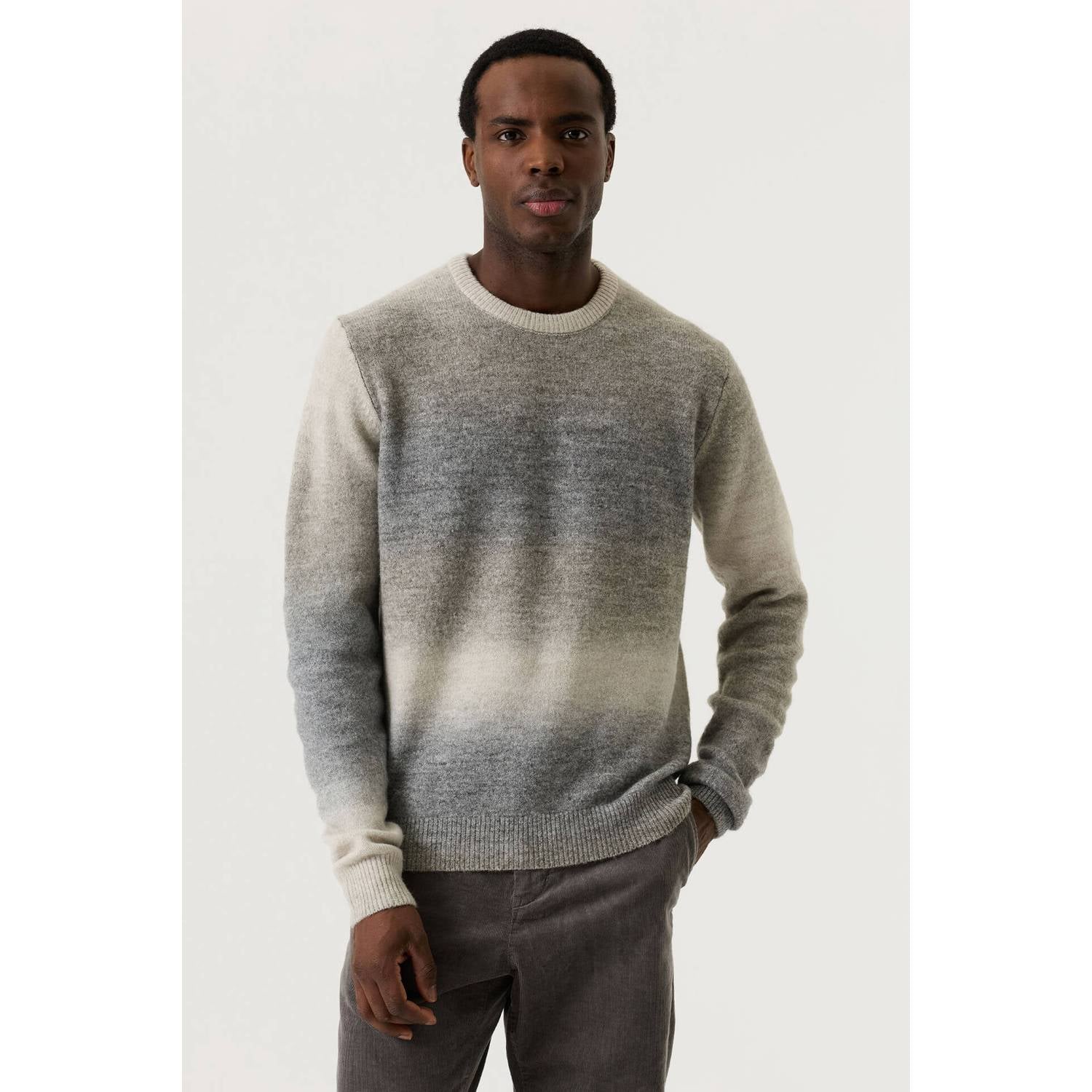 Garcia regular fit gebreide trui met wol grijs